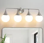 Kaisite 33 In. 4 Light Brushed Nickel Vanity With Milk White Globe Glass. Fixed Price $75.99.