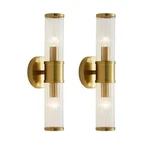 Kaisite 17.7 In. 2-LIGHT Gold Wall Sconce With Cylinder Glass Shade Modern 2PK. Fixed Price $51.19.