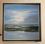 Large Original Louise Ramsay Jersey Marsh Oil Painting Sea Landscape On Canvas. Fixed Price $379.99.