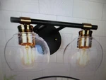 Zevni 14 In. 2-LIGHT Modern Black Bathroom Vanity Rustic Vintage Brass. Fixed Price $34.95.