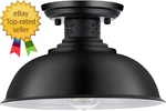 Industrial Semi Flush Mount Ceiling Light, Matte Black Farmhouse Fixture. Fixed Price $52.23.