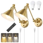 Trlife Dimmable Wall Sconce With Remote Control, Brushed Brass Plug In S.... Fixed Price $95.40.