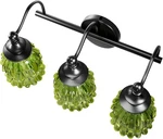 3-LIGHT Wall Mounted Vanity Lamp Black Antique Green Crystal Glass. Fixed Price $69.99.