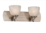 Monument 2-LIGHT Vanity Fixture Brushed Nickel: 22"W 7.75"D 8.25"H. Fixed Price $74.99.