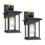 Tobusa 2-PACK Dusk Dawn Outdoor Wall Lights, Sensor & Seeded Glass Black. Fixed Price $57.07.