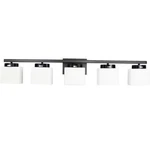 Matte Black Vanity Fixture With White 5-LIGHT,. Fixed Price $192.69.