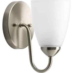 Progress Lighting Gather Collection 1-LIGHT Brushed Nickel Glass Vanity. Fixed Price $24.42.
