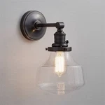 Nib Pottery Schoolhouse Wavy Glass Pendant Hood And Bronze Sconce. Fixed Price $100.00.