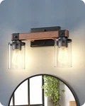 Edishine Farmhouse Vanity Lights 2-LIGHT With Clear Glass Shade, Dark Wood. Fixed Price $65.58.