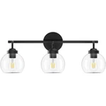 Ralbay Matte Black 3-LIGHT Vanity Fixture, Vintage Round Clear Glass Domes. Fixed Price $34.99.