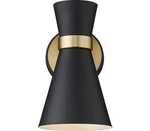 Z-lite Soriano Wall Sconce, 1-LIGHT 60 Watts, Matte Black And Heritage Brass. Fixed Price $75.66.