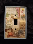 Light Switch Plate Cover 3D Handpainted Resin Cat Kitty Playful With Yarn Cottag. Fixed Price $21.00.