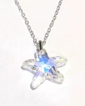 Vtg Sterling Silver Austrian Iridescent Crystal Star 1" Pendant 18" Necklace. Fixed Price $27.95.