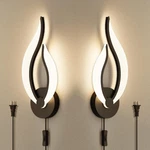 Modern Led Wall Lamps For Bedrooms Set Of 2 Black Plug In Light Fixtures.... Fixed Price $77.52.