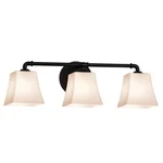 Justice Design Bronx 3-LT Bath, Sq Flared, Opal/bk E26 FSN-8463-40-OPAL-MBLK. Fixed Price $254.40.