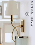 Waterworks Blue Note Wall Mounted Arm Sconce 18-13126-33072 Antique Brass New. Fixed Price $399.00.