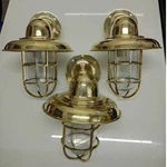 Set Of 3 Nautical Brass Bulkhead Wall Sconce Lights With Shade Vintage Marine. Fixed Price $499.00.