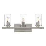 Hampton Bay Timpie 3-LIGHT Brushed Nickel Bathroom Vanity W/ Glass Shades. Fixed Price $60.17.