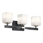 Kichler Marette 22.75" 3 Vanity Light, Satin Etched Opal, Black - 55002BK. Fixed Price $259.99.