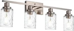 Melucee 4-LIGHT Wall Fixtures Brushed Nickel Bathroom Vanity Clear. Fixed Price $129.00.