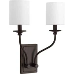 Progress Lighting Bonita 2-LIGHT Antique Bronze Wall Sconce W/white Linen Shade. Fixed Price $56.95.