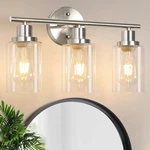 Unicozin 3-LIGHT Brushed Nickel Wall Sconce Clear Glass E26 Model RJ-WR03 New. Fixed Price $34.95.