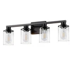 Briignite 27 In. 4-LIGHT Black Vanity Modern Farmhouse Bathroom Clear Glass. Fixed Price $99.99.