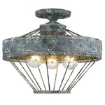 Golden Lighting Ferris 3-LIGHT Blue Verde Patina Semi-flush Mount. Fixed Price $201.38.