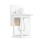 Jazava 1-LIGHT White Weather Resistant Outdoor Wall Lantern Sconce Seeded Glass. Fixed Price $17.99.