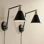 Wray Modern Indoor Adjustable Swing Arm Wall Lamp With Cord Set Of 2 Black An.... Fixed Price $272.04.