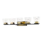 Z-lite Bleeker Street Light Vanity, Matte Black/olde Brass 475-5V-MB-OBR. Fixed Price $368.00.