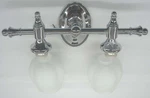 Trans Globe 7142 Two Lamp Vanity Light Fixture Chrome Finish Etched White Glass. Fixed Price $39.95.