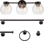 Globe Electric 63000202 5-PIECE Bathroom Set With 24" Vanity Light, Dark Bronze. Fixed Price $67.05.