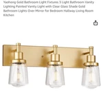 Yaohong Gold Bathroom Fixtures 3 Vanity Lighting Brushed.... Fixed Price $70.00.