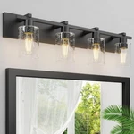 Bathroom Vanity Light 4 30 Inch Matte Black Seeded Glass W-011-1 Espird Fixture. Fixed Price $179.99.