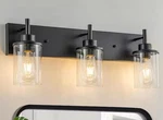 23.62 In. Lights Black Vanity With Cylinder Glass Shade. Fixed Price $56.99.