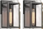 2 Pack - 11" Lnc Modern Black Outdoor Exterior Sconce W Clear Glass Shade. Fixed Price $29.99.