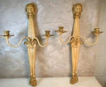 Vtg Antique Pair Lion Gilded Wall Hanging Candle Sconce Regency Classic 24". Fixed Price $189.98.