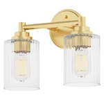 Getinlight 12" Wide 2-LIGHT Gold Bathroom Vanity Light, Clear Lights,. Fixed Price $81.71.