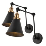 Set Of 2 Black Wall Light Fixtures Adjustable Arm Led Bulbs Included. Fixed Price $193.89.