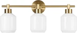 52055 Cannes 3-LIGHT Vanity Light, Matte Brass, Opal Glass Shades. Fixed Price $169.86.