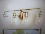 Uolfin Gold Vanity For Bathroom 31IN. 4-LIGHT Wall With Seeded Glass. Fixed Price $48.71.