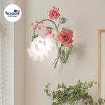 Vintage Floral Wall Sconce,metal With Glass Lampshade,mounted Lig. Fixed Price $144.71.