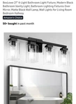 Beslowe 27" 4-LIGHT Bathroom Fixture, Modern Black Vanity. Fixed Price $39.17.