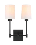 Wall Lamp 2 Light Black Bedroom With Fabric Shade For Bedside & Livin. Fixed Price $81.39.