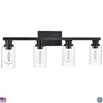 Industrial 4-LIGHT Bathroom Vanity Black Wall Sconce With Glass Shade. Fixed Price $170.11.