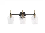 Zevni Transitional 20.5 In. 3-LIGHT Brass And Black Bathroom Vanity. Fixed Price $79.00.