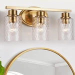 Brushed Gold Bathroom Vanity Fixture 3-LIGHT Over Mirror Wall Mount. Fixed Price $55.99.