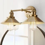 August 17.5 In. 2-LIGHT Metal Brass Gold Vanity By Jonathan. Fixed Price $53.90.