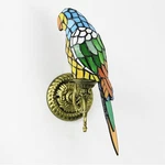 Parrot Wall Sconce Tiffany Style Blue Yellow Red Stained Glass Shade Long Tail. Fixed Price $157.90.